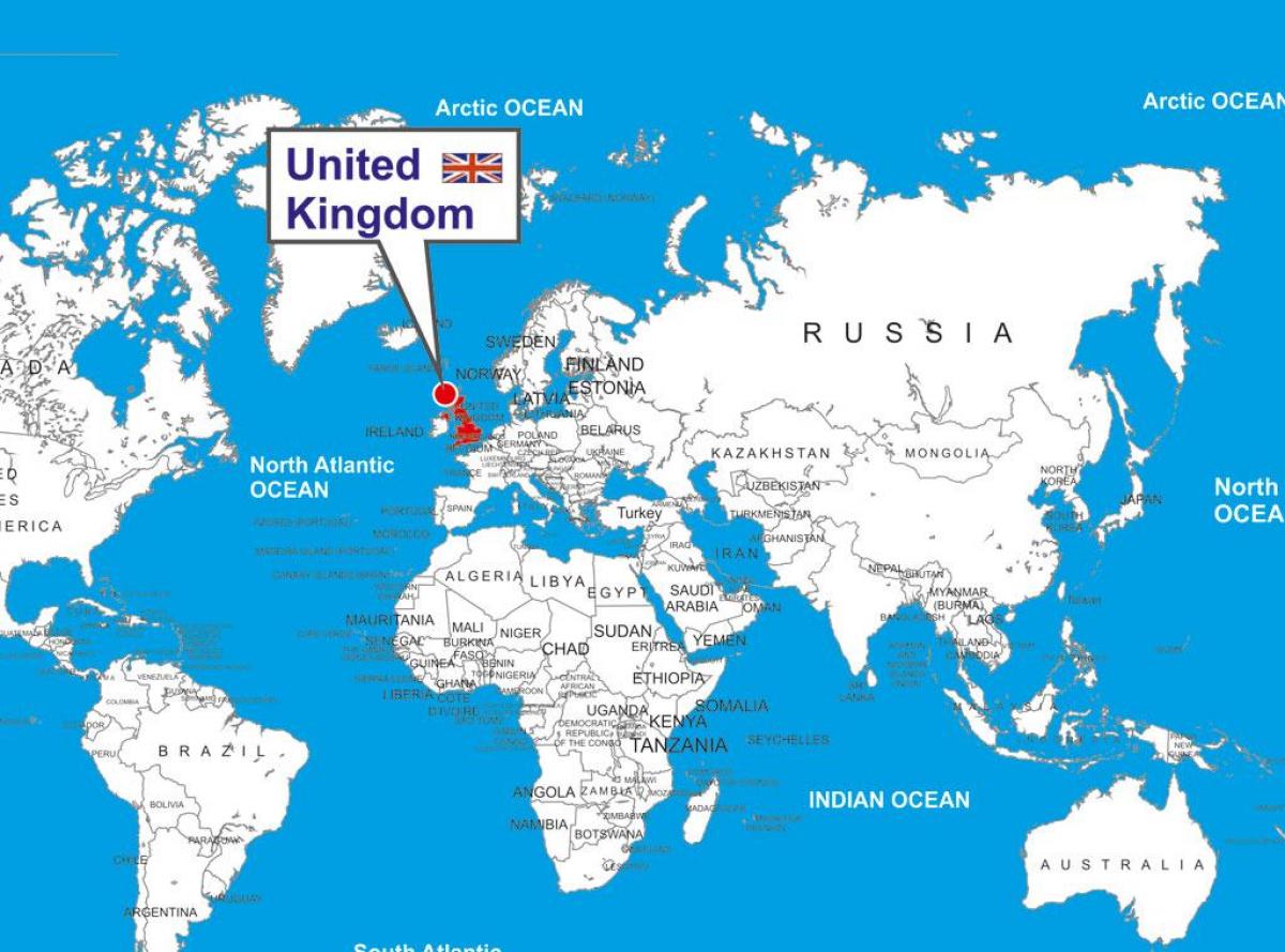 местоположение Великобритании (UK) на карте мира