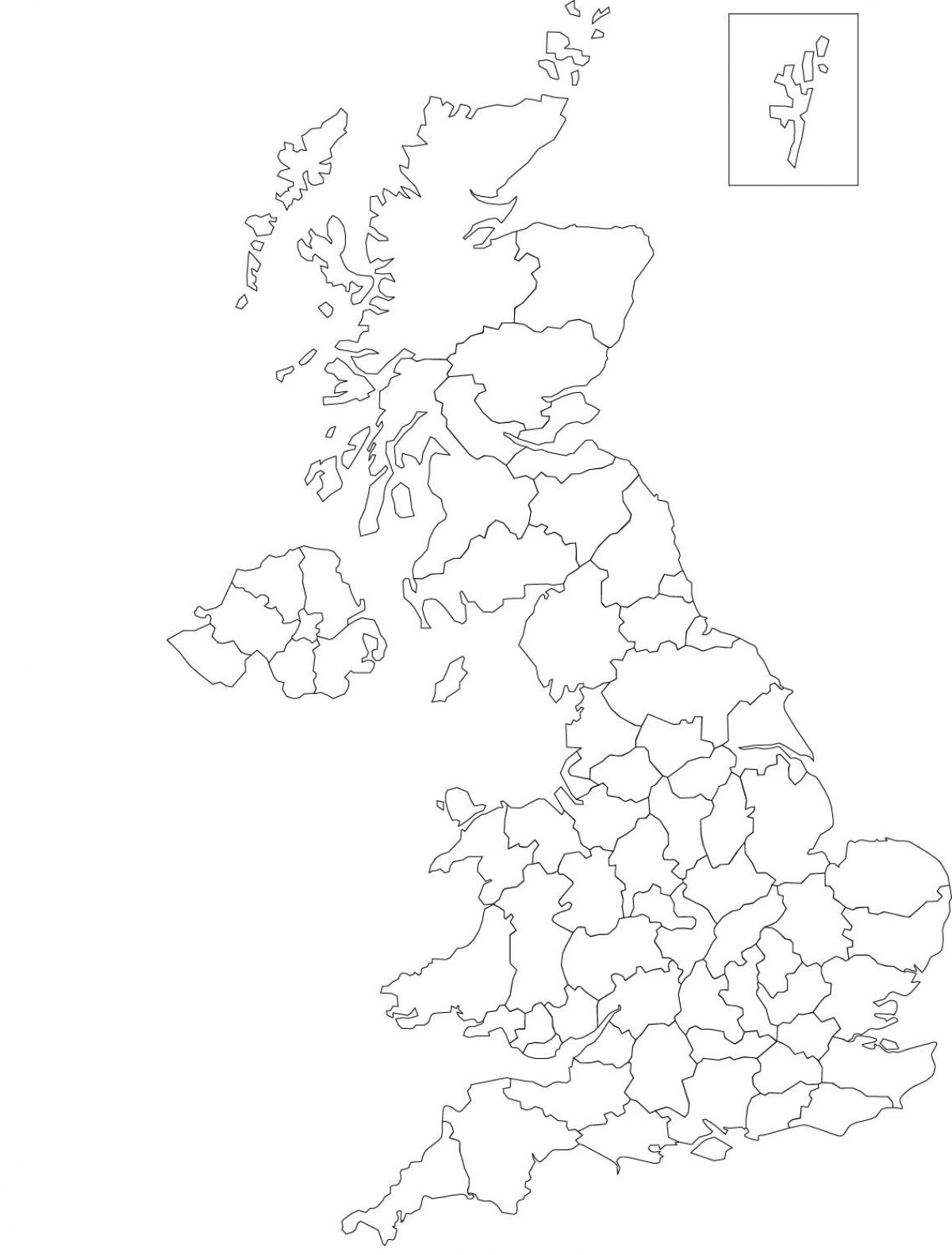 контурная карта Соединенного Королевства (Великобритании и Северной Ирландии)