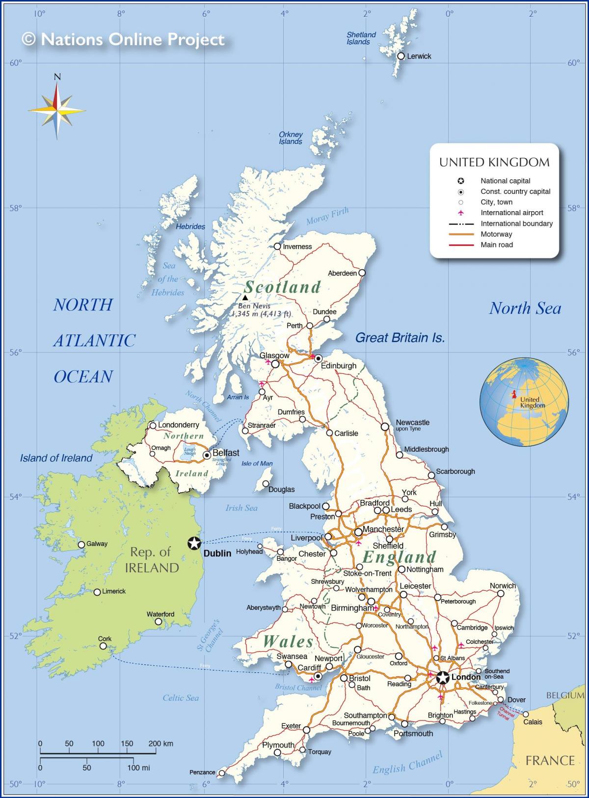 Карта страны Великобритания (Великобритания)
