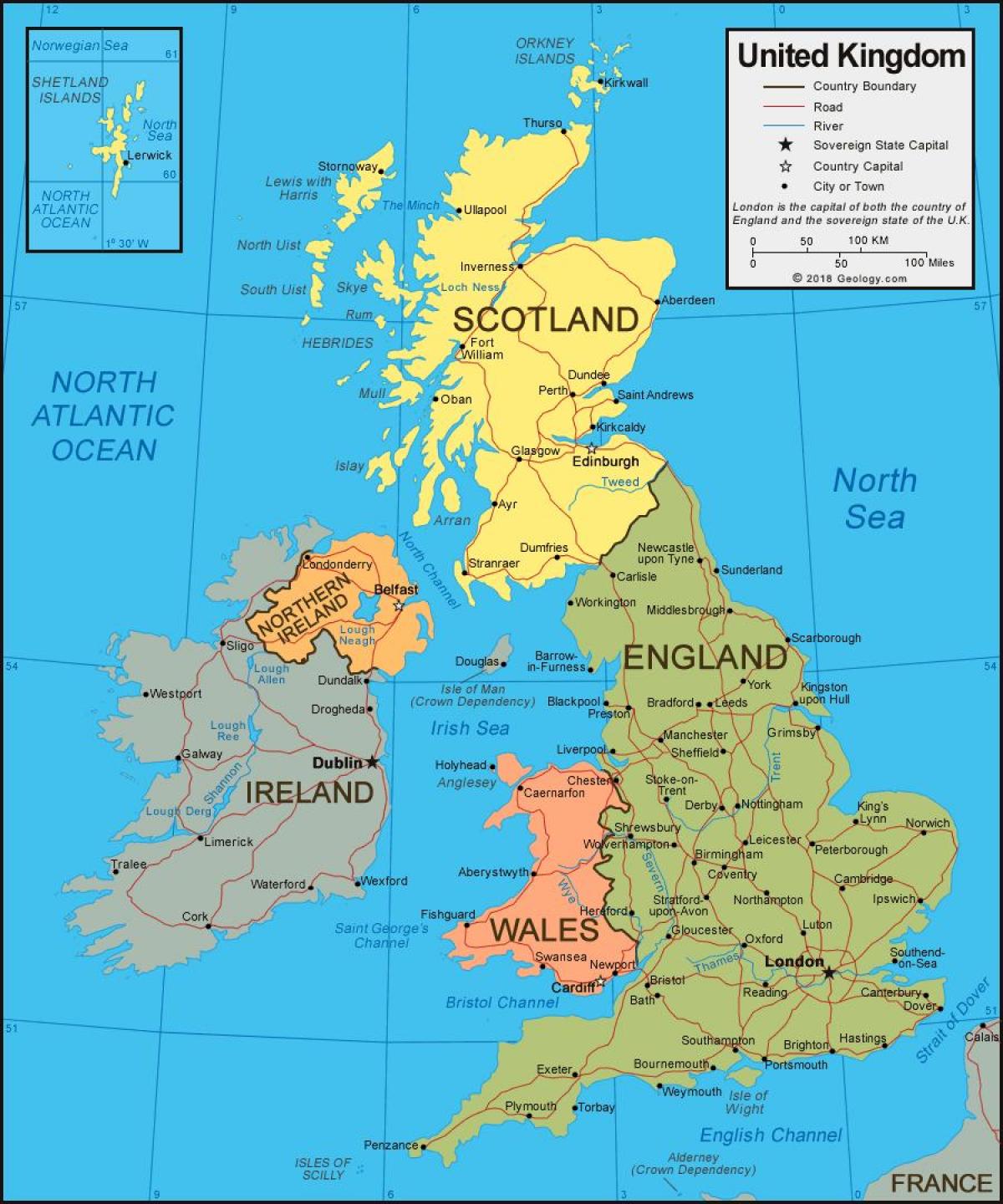 Соединенное Королевство (Великобритания) на карте
