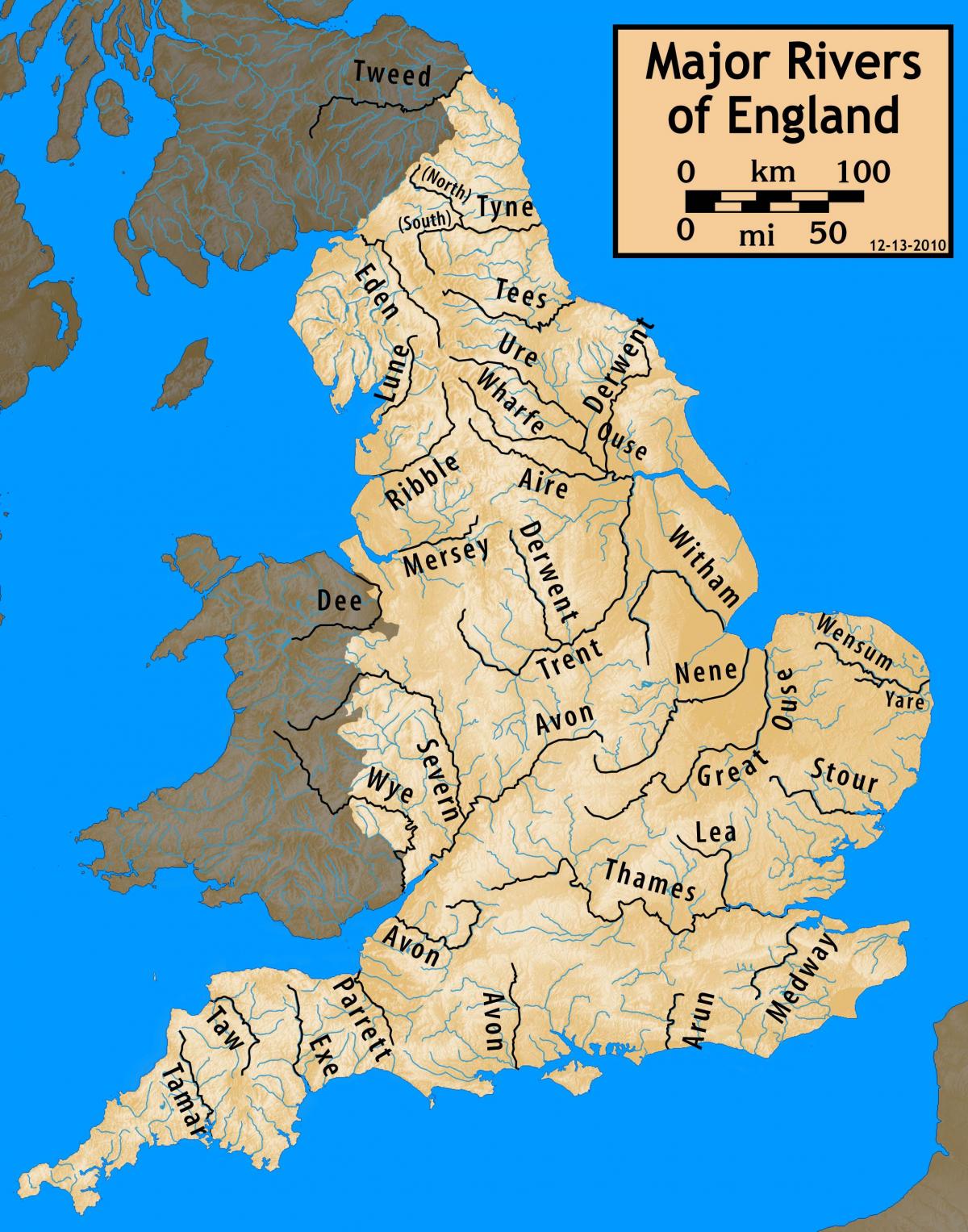 Реки в Соединенном Королевстве (Великобритания) карта