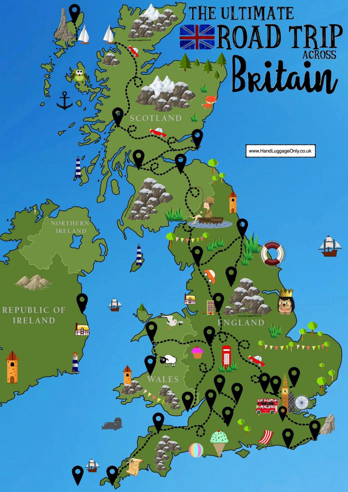 туристическая карта Великобритании (UK)