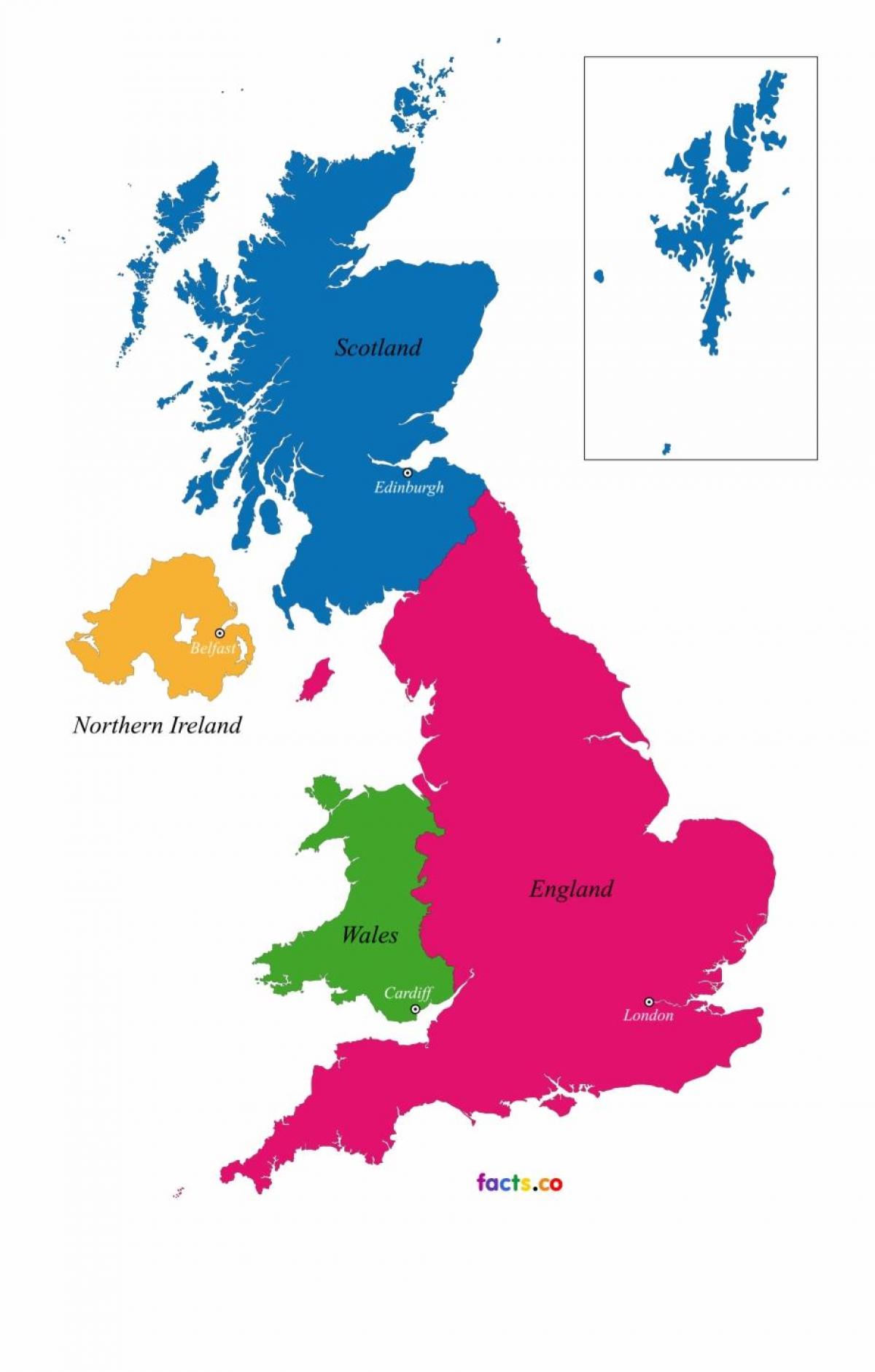 карта государства Соединенное Королевство (Великобритания)