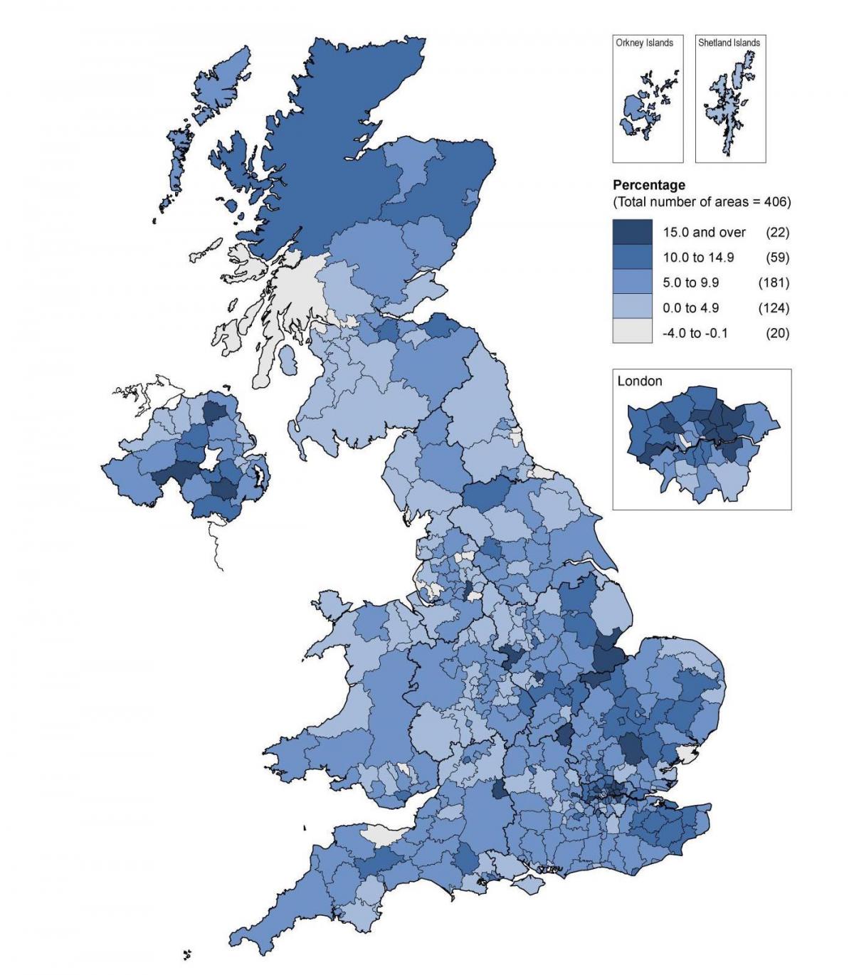 карта плотности Соединенного Королевства (Великобритании и Северной Ирландии)