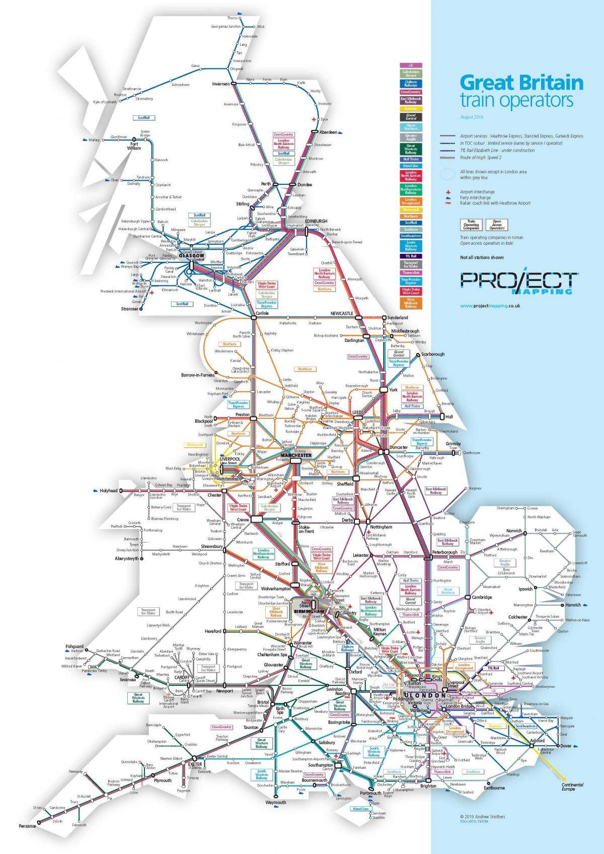 карта железнодорожных линий Соединенного Королевства (Великобритании и Северной Ирландии)