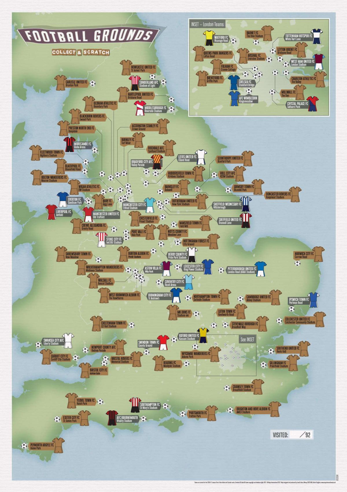 карта стадионов Великобритании (UK)