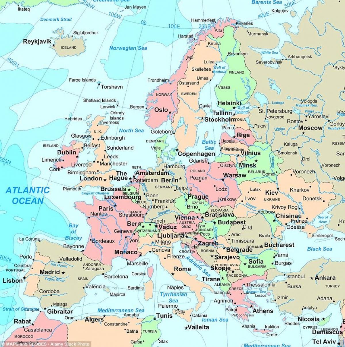 Карта Соединенного Королевства (Великобритании и Северной Ирландии) и приграничных стран